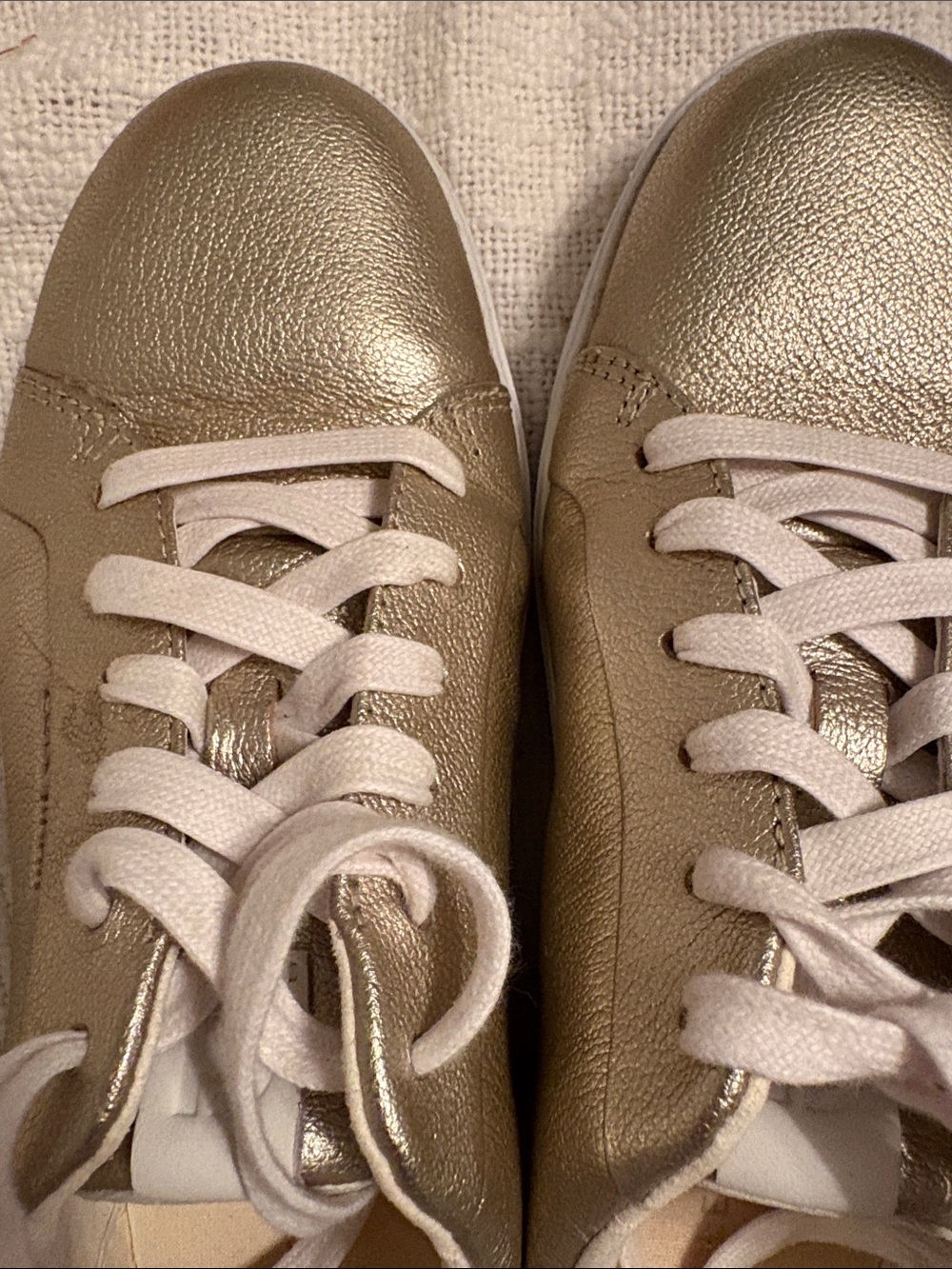 Cole Haan Women’s Metallic Gold Leather Lace-Up Sneakers - Picture 2 of 5